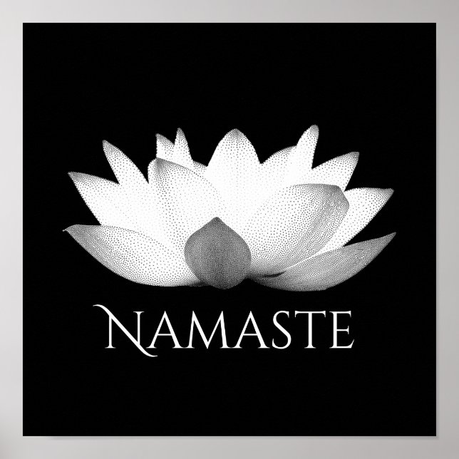 Poster Namaste Lotus Flower Yoga (Devant)