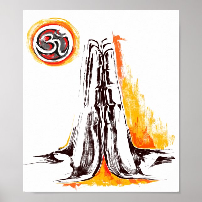 Poster Namaste, posture pliée à la main (Devant)