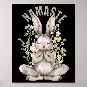 Poster Namaste Rabbit de Pâques Zen Yoga Intérieur Paix S