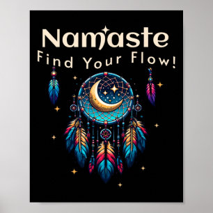 Poster Namaste Trouvez Votre Flux Croissant Lune Attrape-