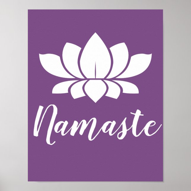 Poster Namaste White Lotus & Purple Yoga (Devant)