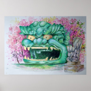 Poster Namba Yasaka Shrine Osaka Aquarelle