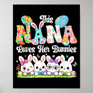Poster Nana aime les lapins de Pâques Groupe de lapins nœ
