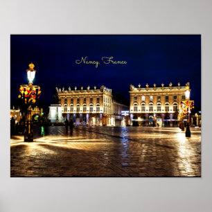 Poster Nancy, France à la nuit