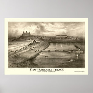Poster Nantasket Beach, MA Carte panoramique - 1879