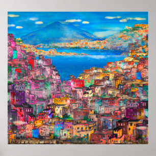 Poster Naples cityscapearer, ville, italien, paysage, mod