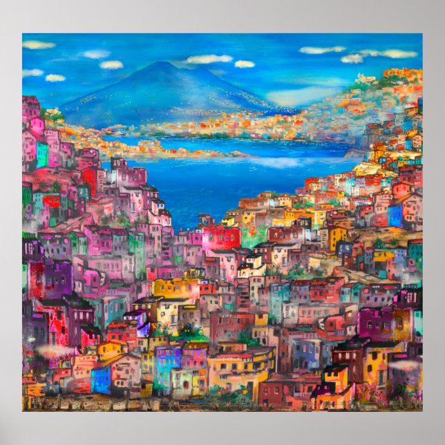 Poster Naples cityscapearer, ville, italien, paysage, mod (Devant)