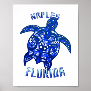 Poster Naples Florida Vacation Tribal Turtle