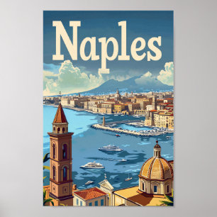 Poster Naples Italie Vintage Retro Voyage Illustration