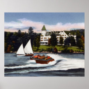 Poster Naples Maine Boating on Long Lake
