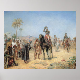 Poster Napoléon arrivant à une oasis d'Egyptien (l'huile