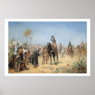 Poster Napoléon arrivant à une oasis d'Egyptien (l'huile