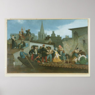 Poster Napoleon III  Visiting Flood Victims of