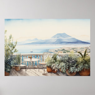 Poster Napoli Serenity : Imprimantes d'aquarelle numériqu