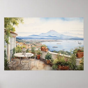 Poster Napoli Serenity : Imprimantes d'aquarelle numériqu