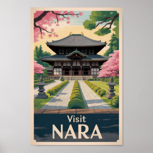 Poster Nara Japon Illustration Voyage Art Vintage