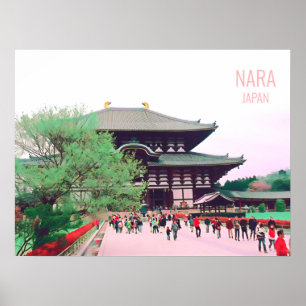Poster Nara Japon Todai-ji temple imprimé voyage
