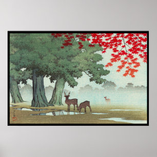 Poster Nara Park Hasui Kawase shin hanga paysage art