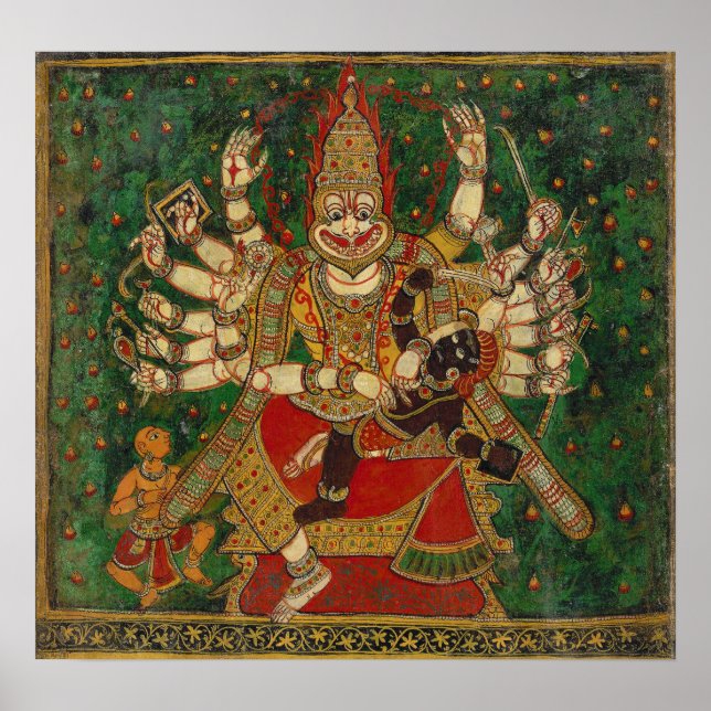 Poster Narasimha Tuant Hiranyakashipu Sur Ses genoux (Devant)