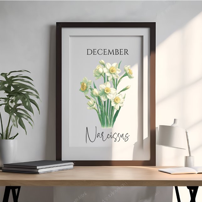 Poster Narcisse floral du mois de naissance de décembre (Créateur téléchargé)