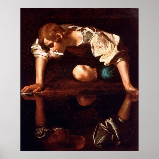 Poster Narcisse par Caravaggio (1599) (Devant)