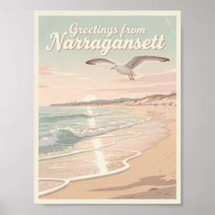 Poster Narragansett, Rhode Island – Vagues côtières