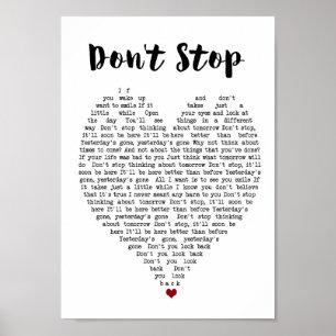 Poster N'arrêtez pas Wall Art Chanson Lyrique Coeur Impri