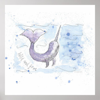 Poster Narwhal Wild et design libre