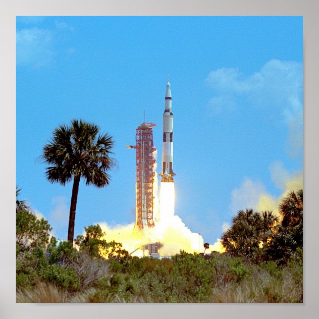 Poster NASA Apollo 16 Saturn V lancement de fusée (Devant)