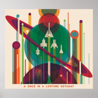 Poster NASA JPL Space Tourism Une fois dans la vie Getawa