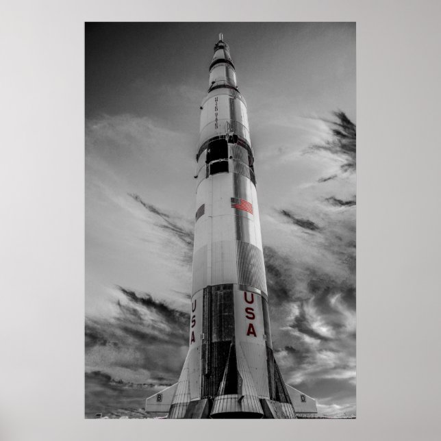 Poster NASA Saturn V - USA Color Splash (Devant)