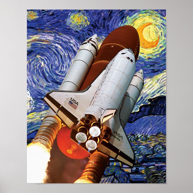 Poster NASA Space Shuttle Lancement Van Gogh Starry Night (Devant)
