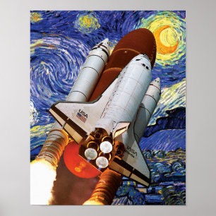 Poster NASA Space Shuttle Launch Van Gogh Starry Night Po