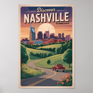 Poster Nashville Tennessee Route Sud Art de Voyage