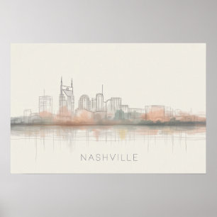 Poster Nashville Tennessee Skyline Art Abstrait