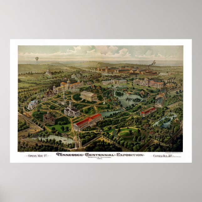 Poster Nashville, TN Carte panoramique - 1897 (Devant)