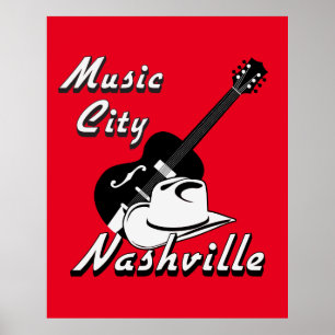 Poster Nashville. Ville de musique