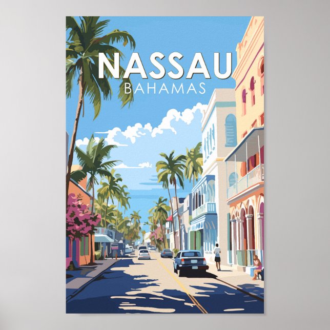 Poster Nassau Bahamas Travel Art Vintage (Devant)