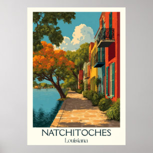 Poster Natchitoches Louisiana Vintage Historic Street Art