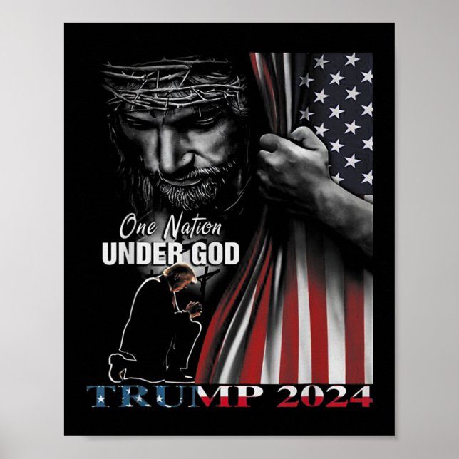 Poster Nation Under God Trump 2024 God American Flag 1 (Devant)