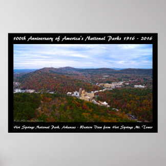 Poster National Park Anniversary Hot Springs Vue d'automn