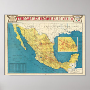 Poster National Railroads of Mexico