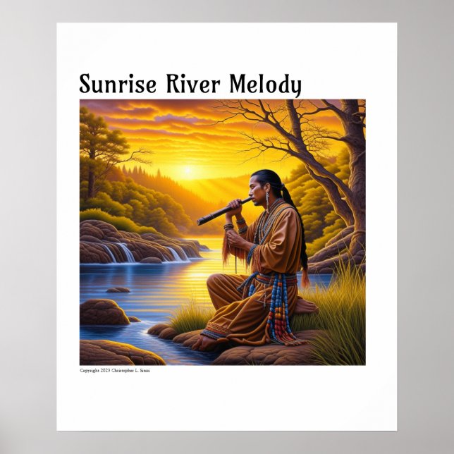 Poster Native American blue et Yellow Digital pittoresque (Devant)