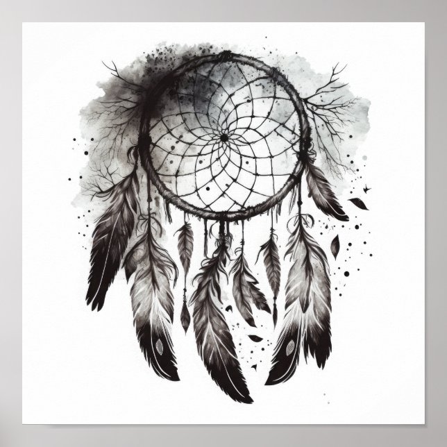 Poster Native American Dreamcatcher Art Imprimer l'affich (Devant)