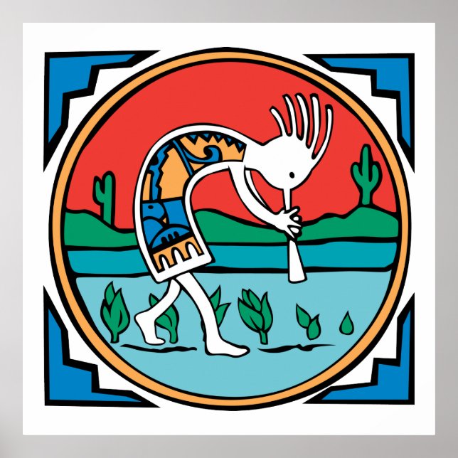 Poster Native American Indian Kokopelli (Devant)