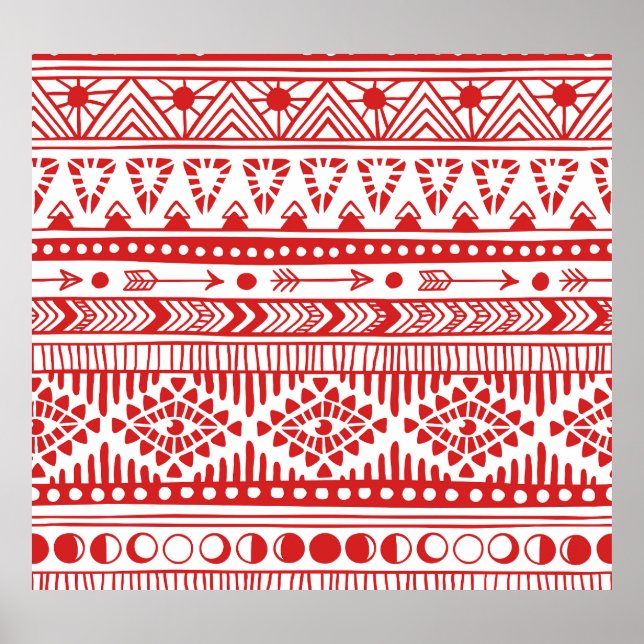 Poster Native American : Red Ink Doodle. (Devant)