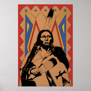Poster Native American Warrior (or head of tribe)