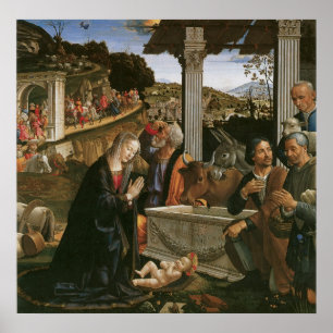 Poster Nativité - copie de toile de Domenico Ghirlandaio