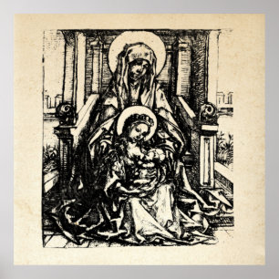 Poster Nativité de Noël Vierge et Enfant Vierge Marie