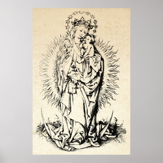 Poster Nativité de Noël Vierge et Enfant Vierge Marie (Devant)